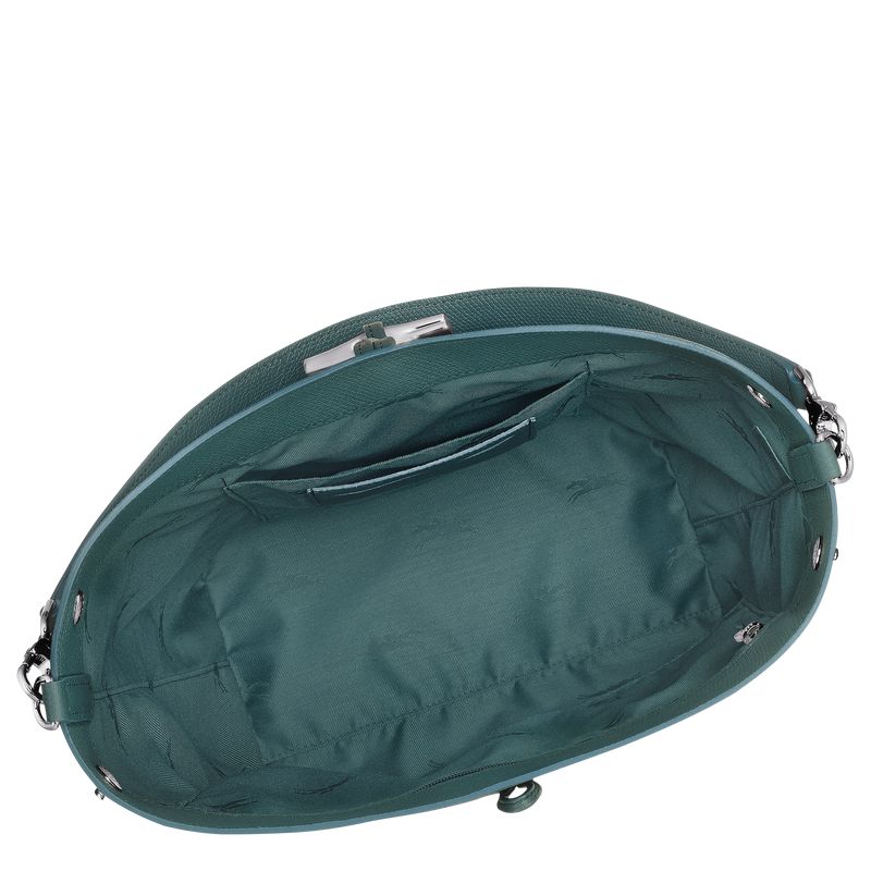 Women Longchamp Le Roseau M Shoulder Bag Blue Green | Thailand-492ARBYEG