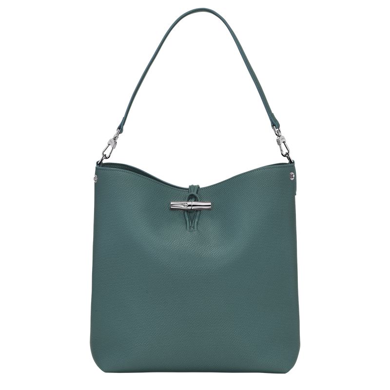 Women Longchamp Le Roseau M Shoulder Bag Blue Green | Thailand-492ARBYEG
