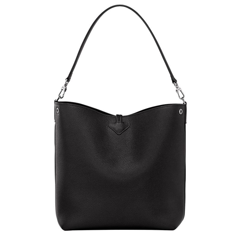 Women Longchamp Le Roseau M Shoulder Bag Black | Thailand-694PBFHEK