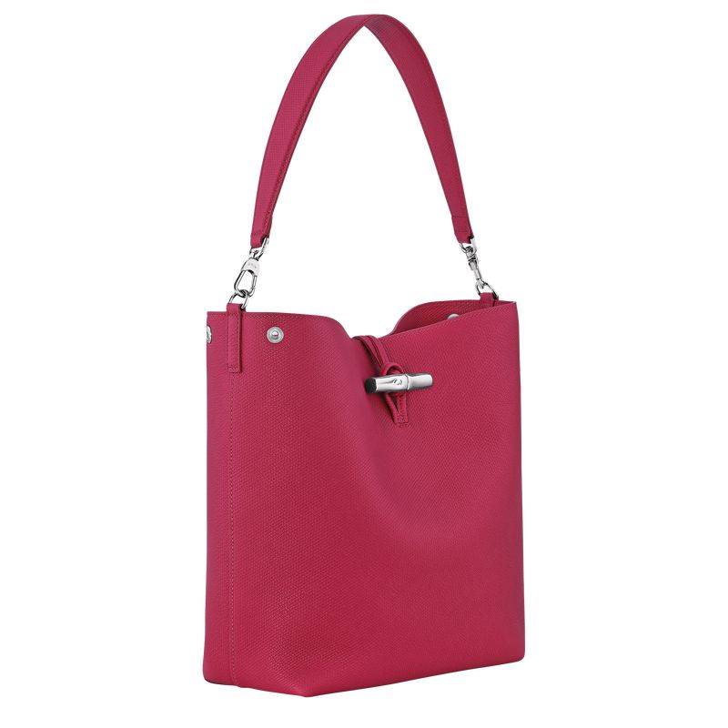 Women Longchamp Le Roseau M Shoulder Bag Dark Pink | Thailand-731VALUNQ
