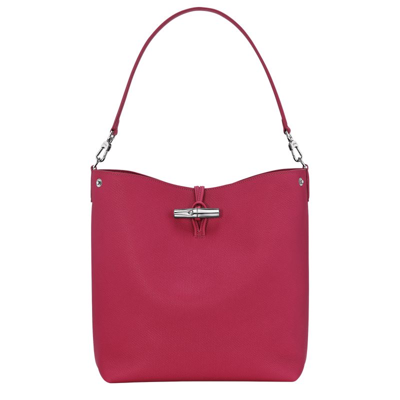 Women Longchamp Le Roseau M Shoulder Bag Dark Pink | Thailand-731VALUNQ