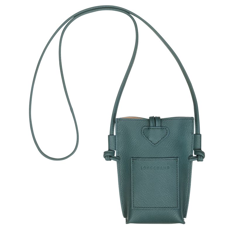 Women Longchamp Le Roseau Phone Case Blue Green | Thailand-654BHJCNX