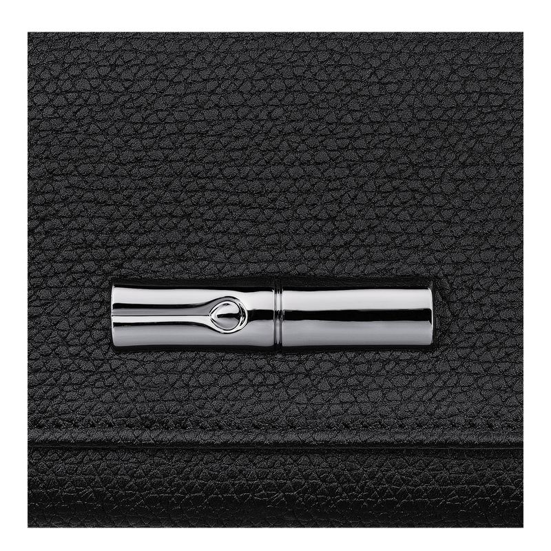 Women Longchamp Le Roseau Wallet Black | Thailand-459BUCSJE