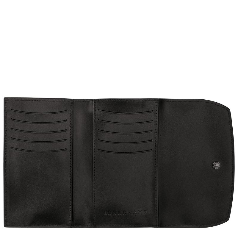 Women Longchamp Le Roseau Wallet Black | Thailand-294IWAYDV