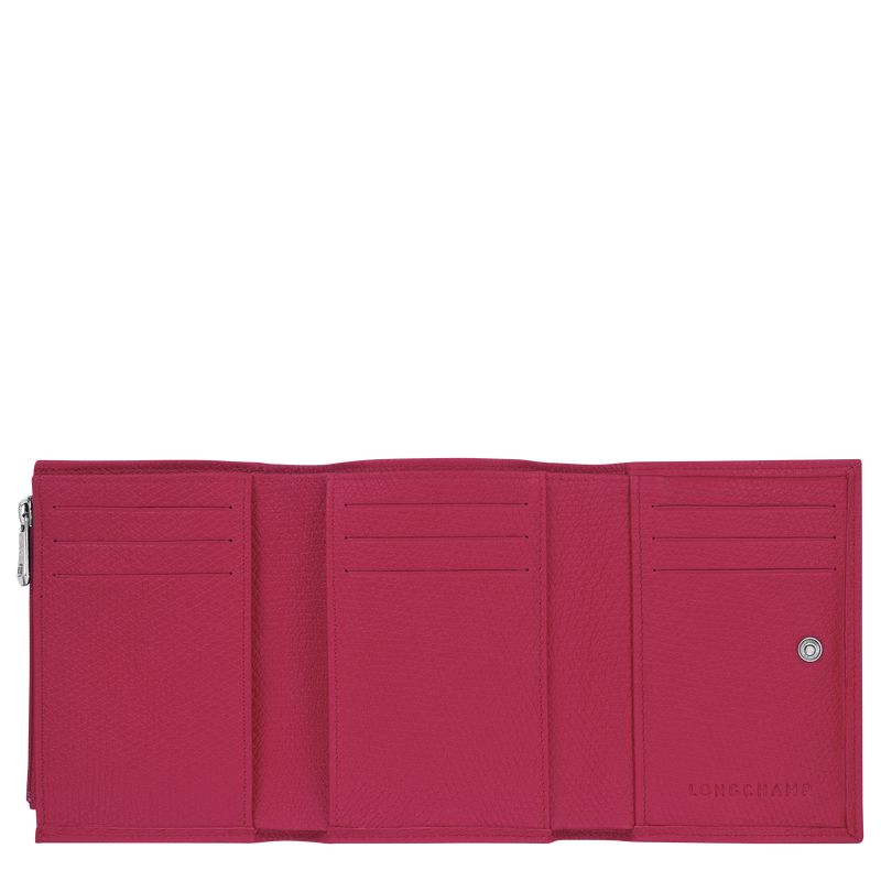 Women Longchamp Le Roseau Wallet Dark Pink | Thailand-314CDAYWV