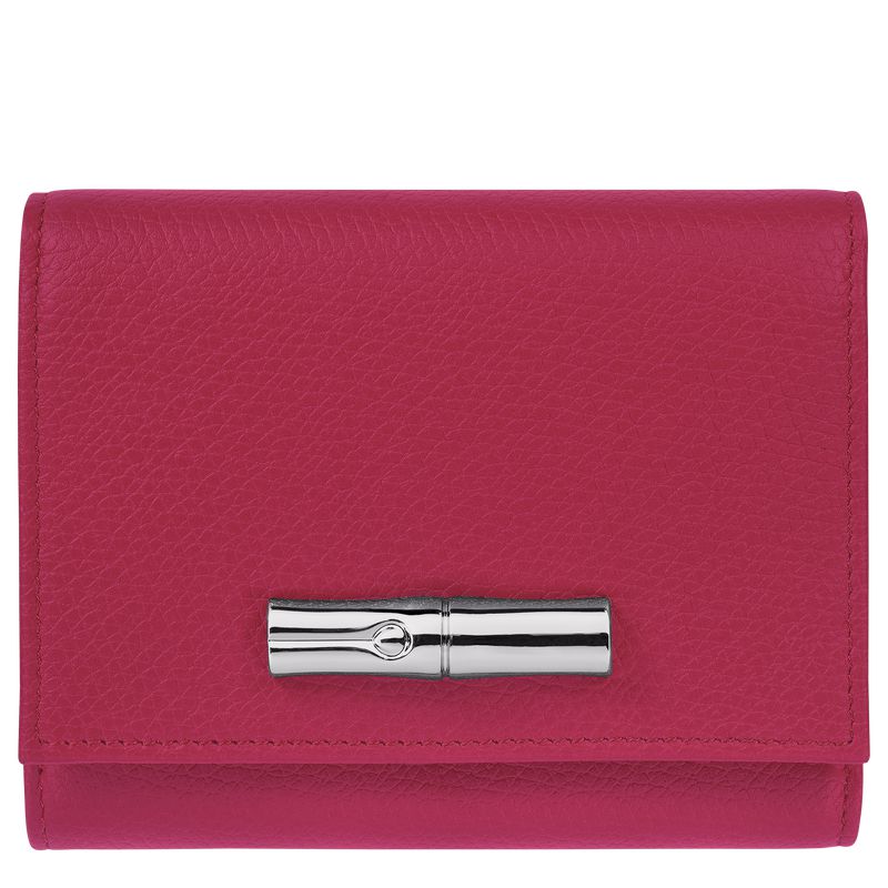 Women Longchamp Le Roseau Wallet Dark Pink | Thailand-314CDAYWV