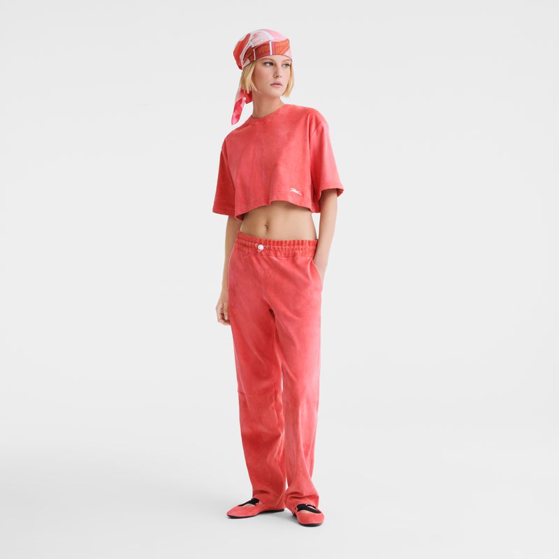 Women Longchamp Leather Crop Top Pink | Thailand-728OQEJPU