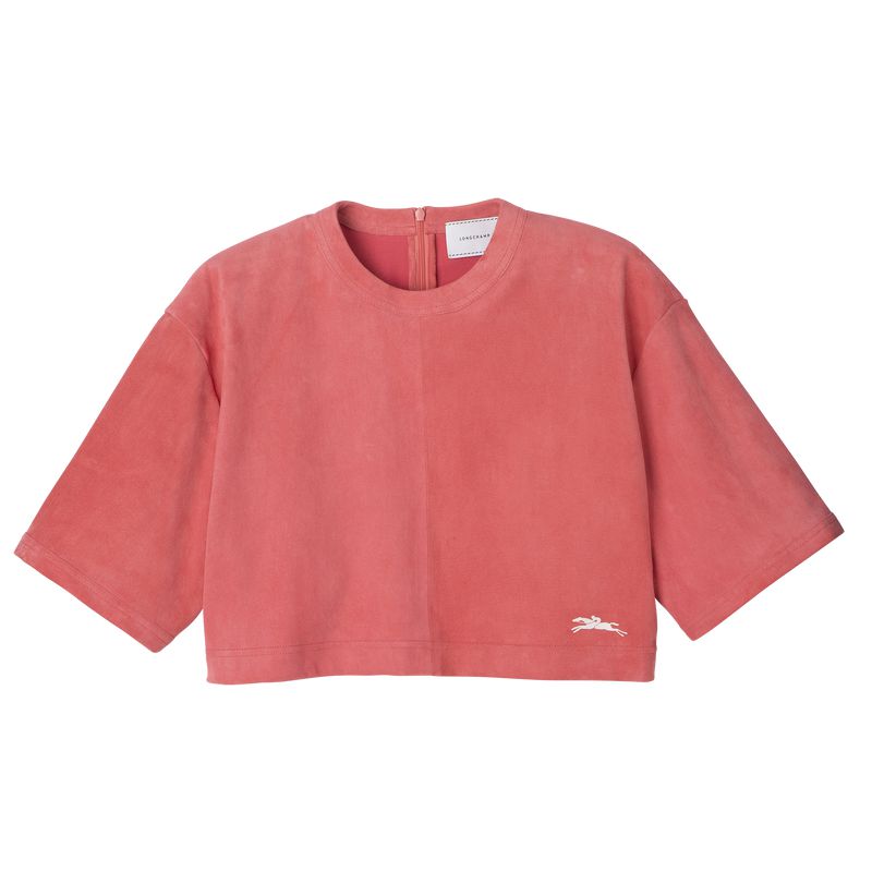 Women Longchamp Leather Crop Top Pink | Thailand-728OQEJPU