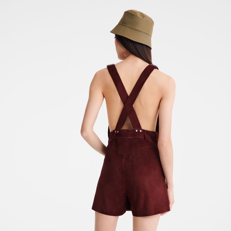 Women Longchamp Leather Jumpsuit Burgundy | Thailand-039OBTAEF