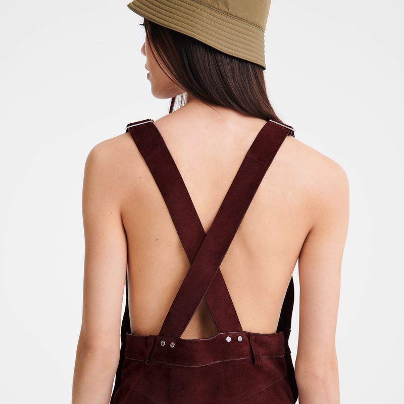Women Longchamp Leather Jumpsuit Burgundy | Thailand-039OBTAEF