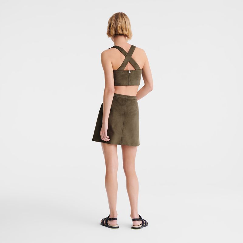 Women Longchamp Leather Top Khaki | Thailand-625VDPYXT