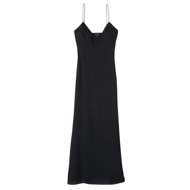 Women Longchamp Long Dress Black | Thailand-526OLZAUH