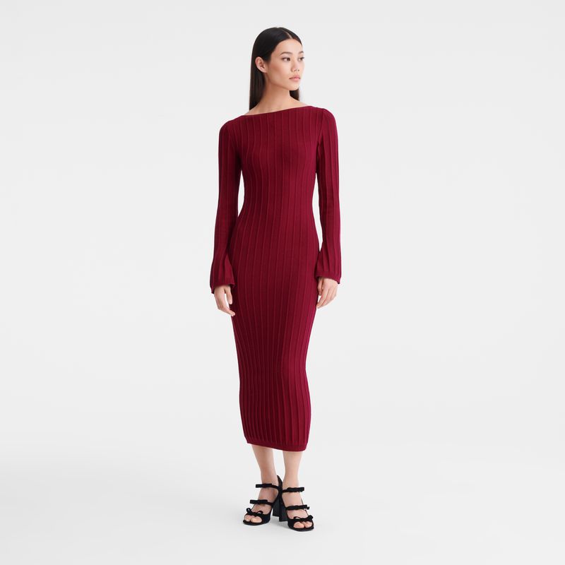 Women Longchamp Long Dress Dark Red | Thailand-614PIKNRV