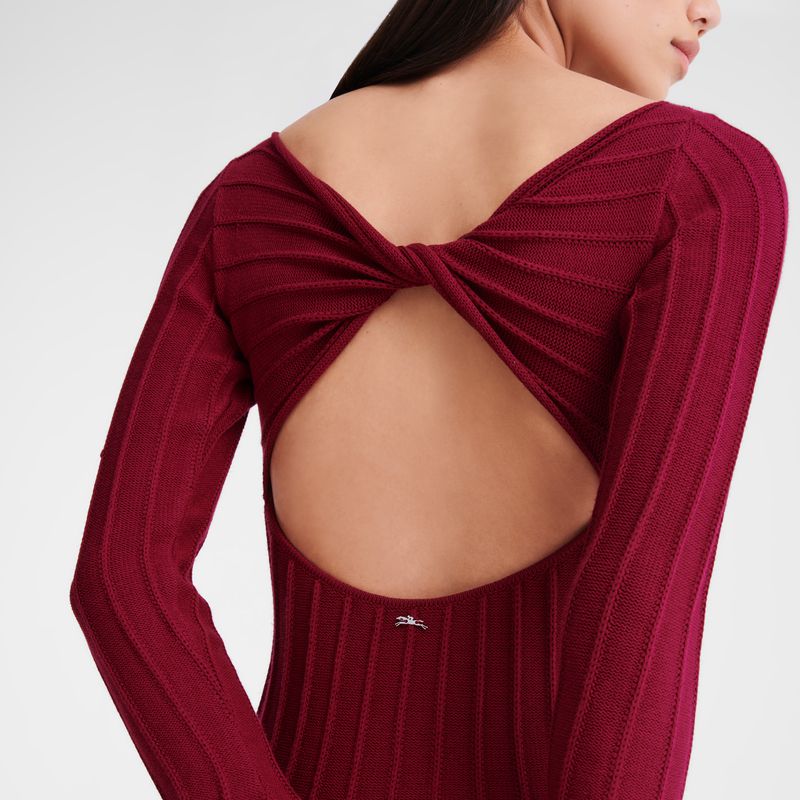 Women Longchamp Long Dress Dark Red | Thailand-614PIKNRV