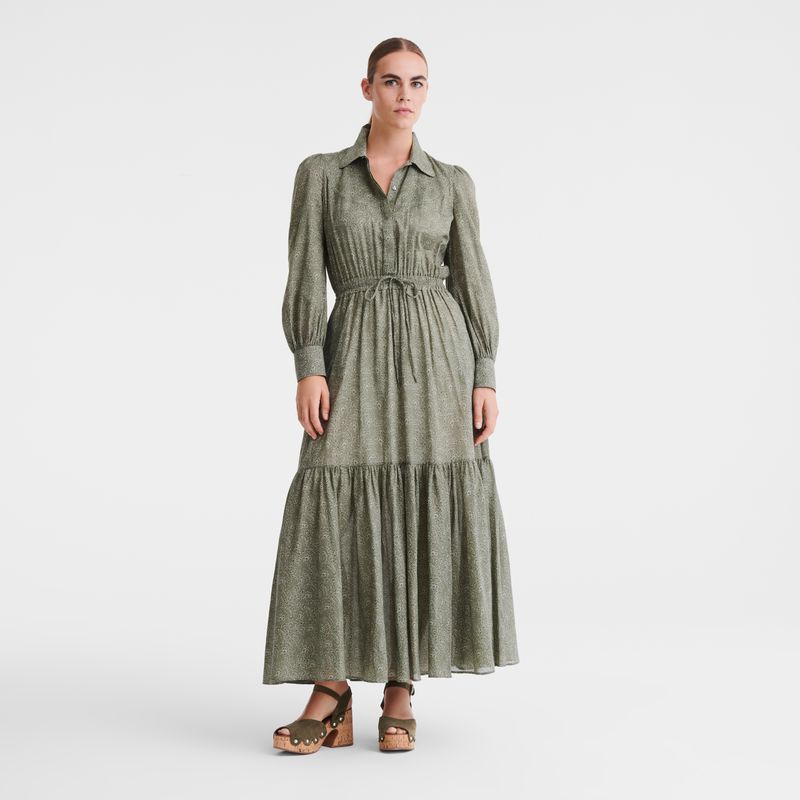 Women Longchamp Long Dress Green | Thailand-679AEBMZO