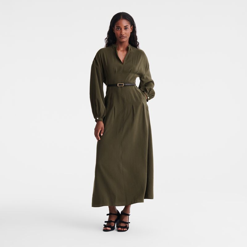 Women Longchamp Long Dress Khaki | Thailand-679ZYSUTL