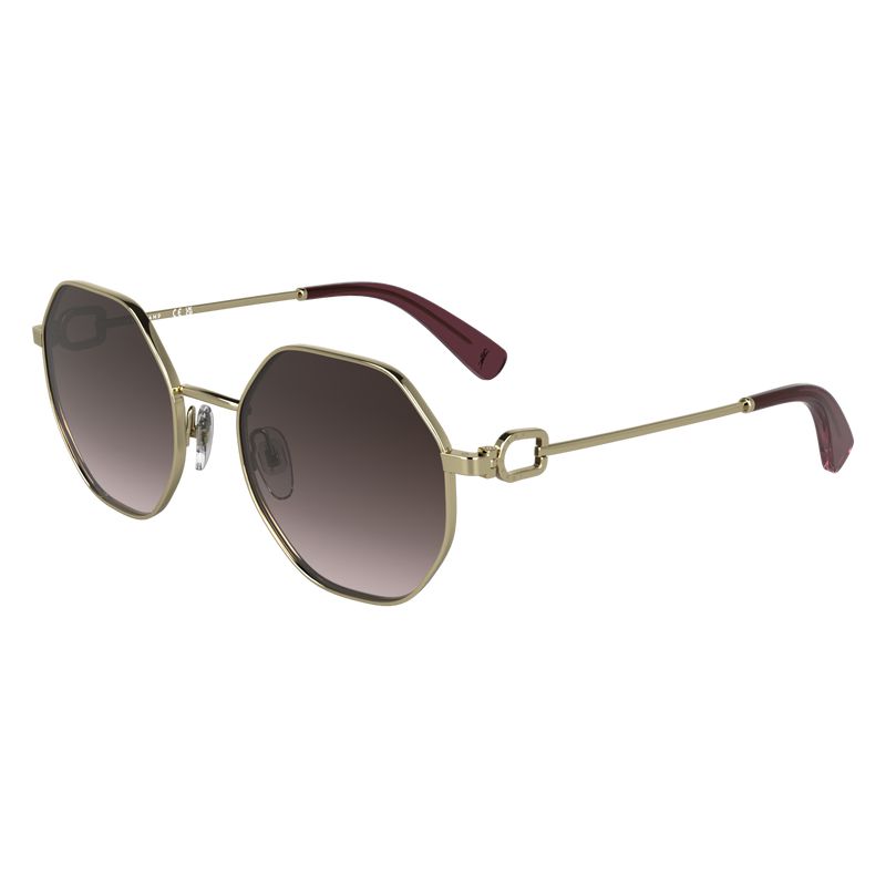 Women Longchamp Metal Sunglasses Gold / Brown Pink | Thailand-189JASXIN