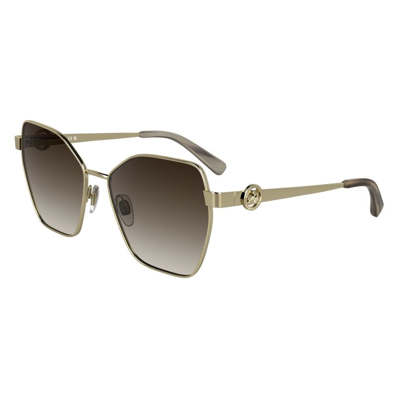 Women Longchamp Metal Sunglasses Gold / Brown | Thailand-654NMWJCT