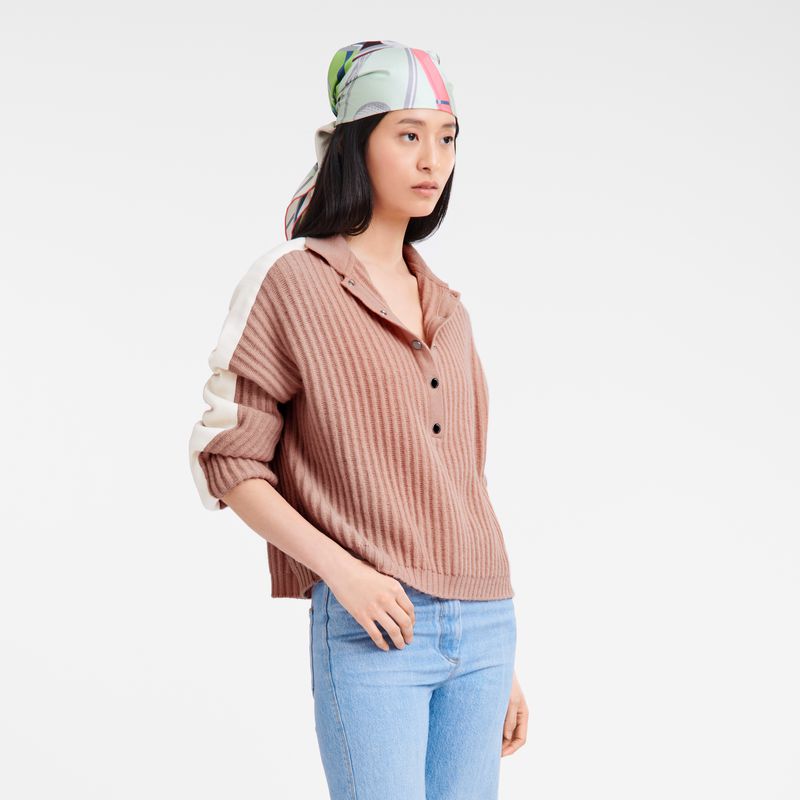 Women Longchamp Polo Collar Jumper Beige | Thailand-389VQOIHK