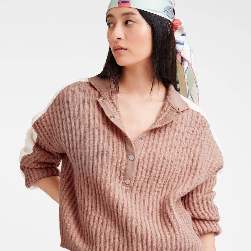 Women Longchamp Polo Collar Jumper Beige | Thailand-389VQOIHK