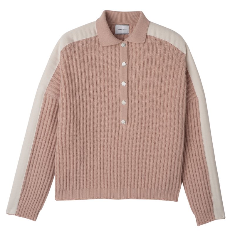 Women Longchamp Polo Collar Jumper Beige | Thailand-389VQOIHK