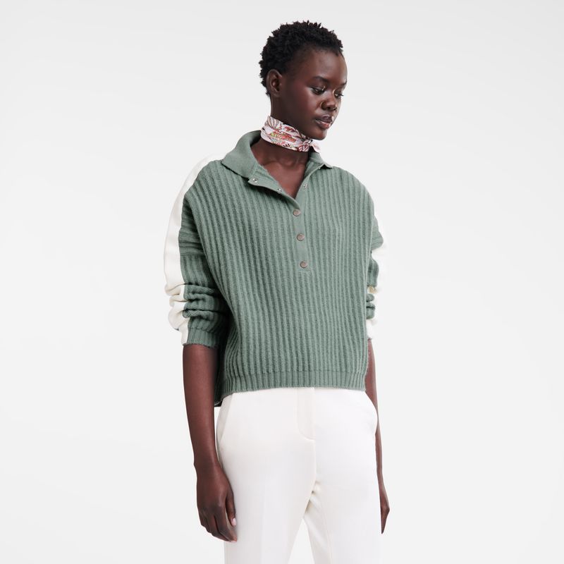 Women Longchamp Polo Collar Jumper Blue | Thailand-813LIRHFG