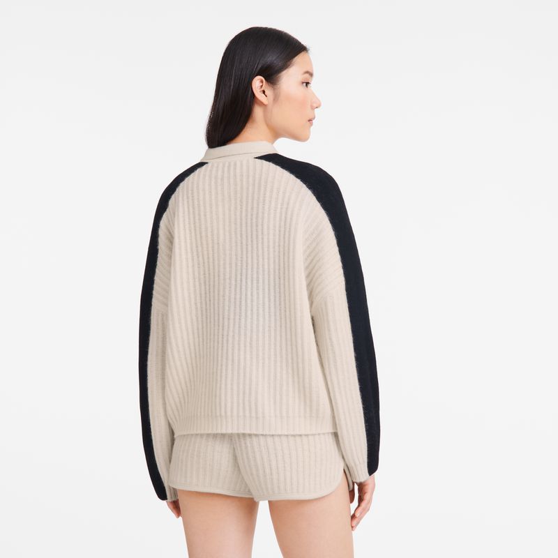 Women Longchamp Polo Collar Jumper Cream | Thailand-243ANZHDL