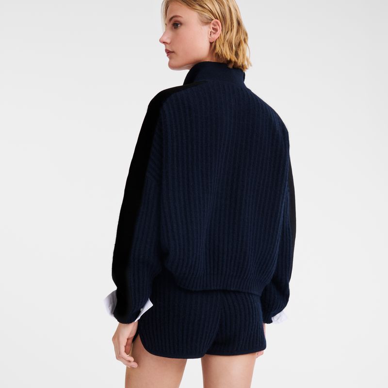 Women Longchamp Polo Collar Jumper Navy | Thailand-961IVWJKE