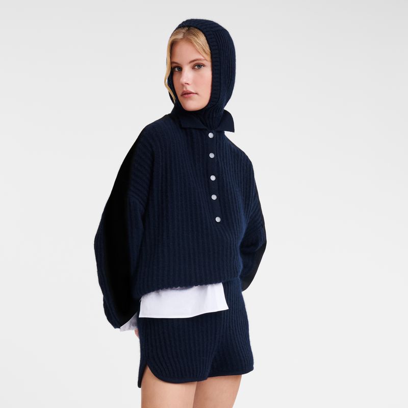 Women Longchamp Polo Collar Jumper Navy | Thailand-961IVWJKE