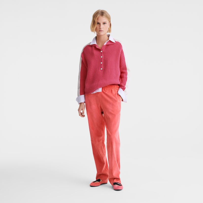 Women Longchamp Polo Collar Jumper Pink | Thailand-612UMILZQ