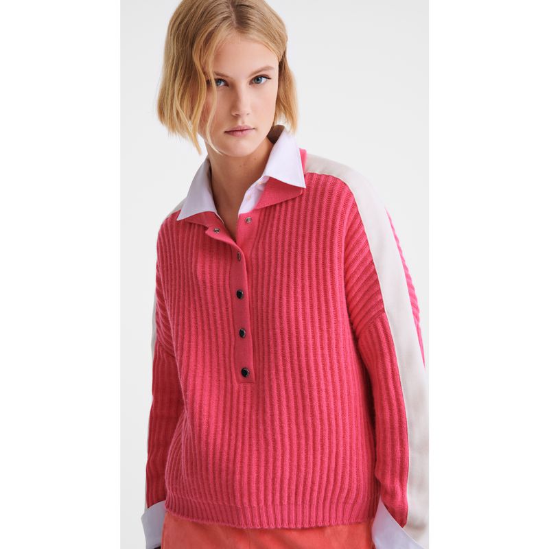Women Longchamp Polo Collar Jumper Pink | Thailand-612UMILZQ