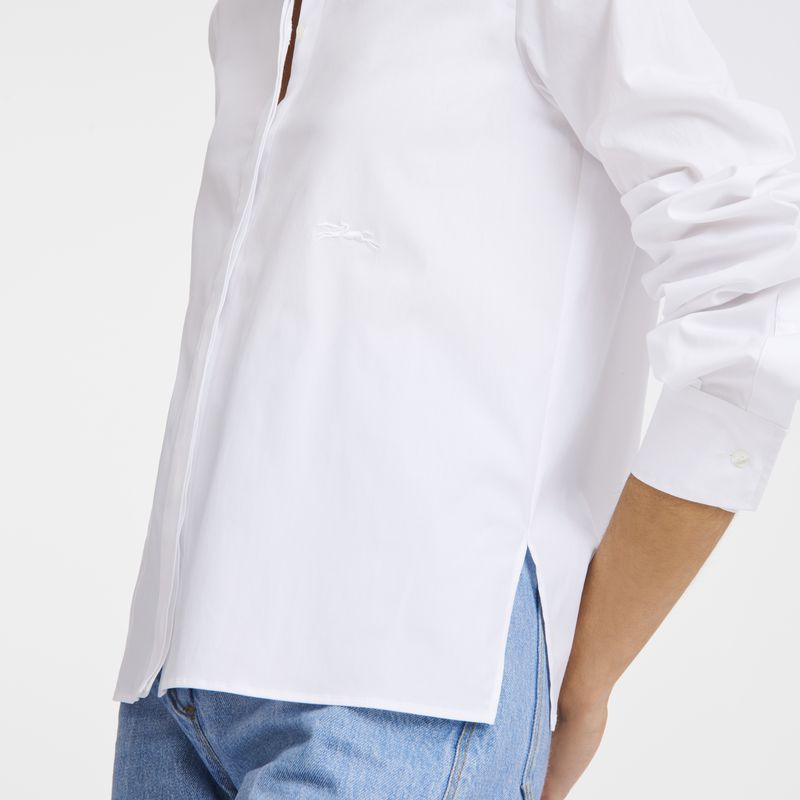 Women Longchamp Popelin Shirts White | Thailand-974OCKLDG