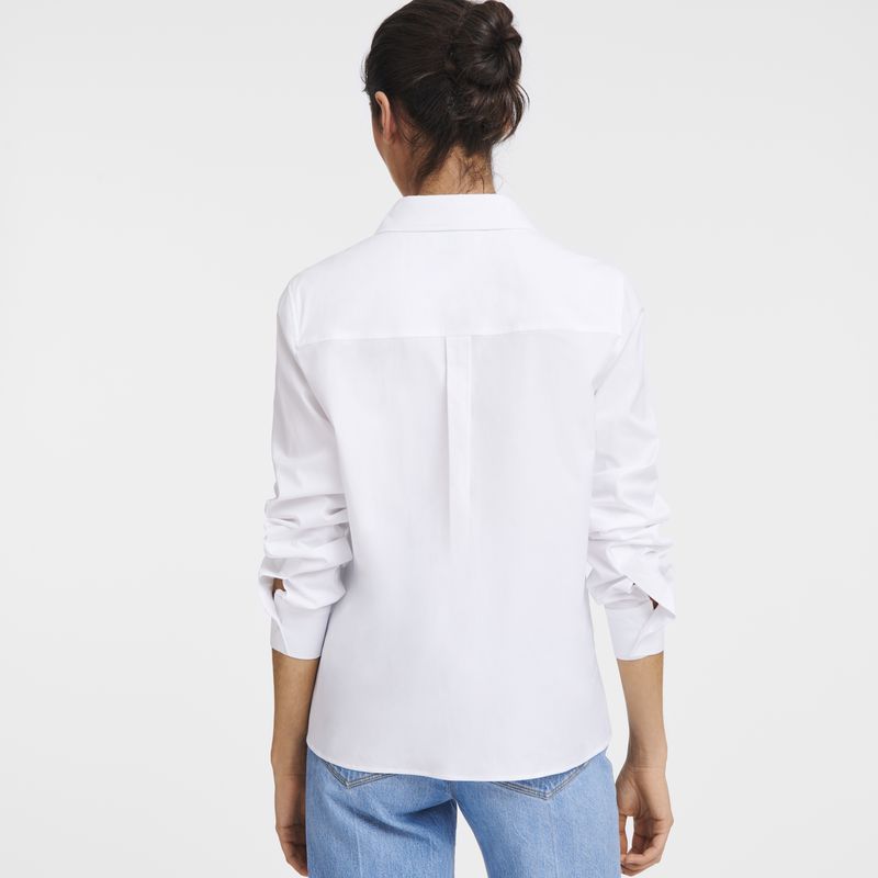 Women Longchamp Popelin Shirts White | Thailand-974OCKLDG