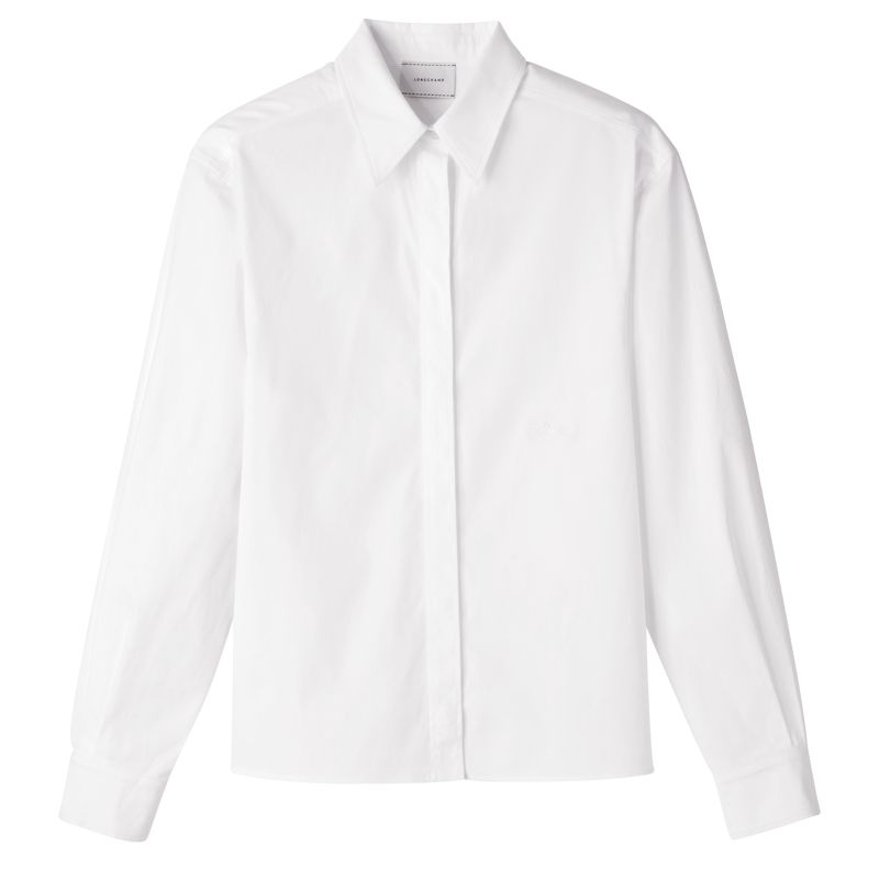 Women Longchamp Popelin Shirts White | Thailand-974OCKLDG