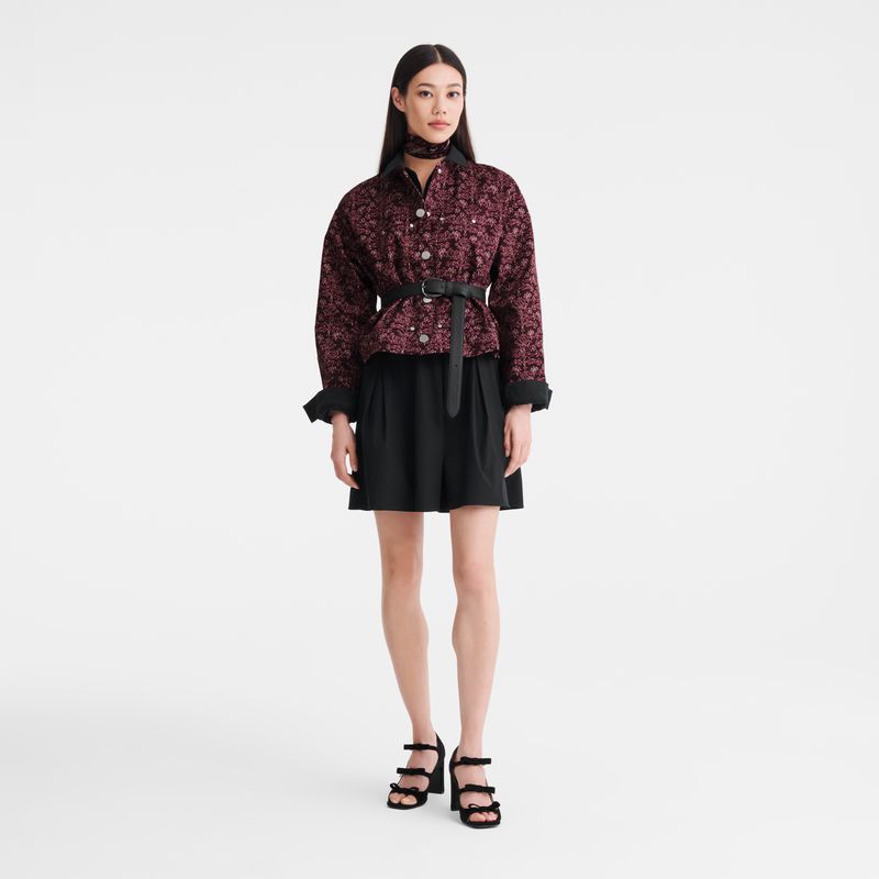 Women Longchamp Printed Gabardine Jacket Burgundy | Thailand-419TFEJXB
