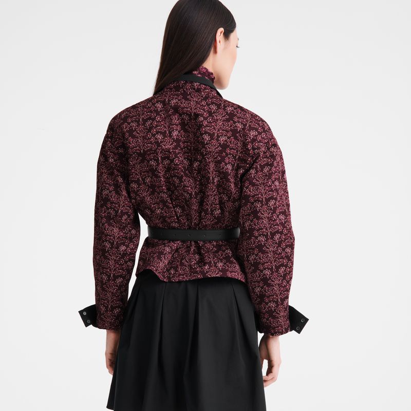 Women Longchamp Printed Gabardine Jacket Burgundy | Thailand-419TFEJXB
