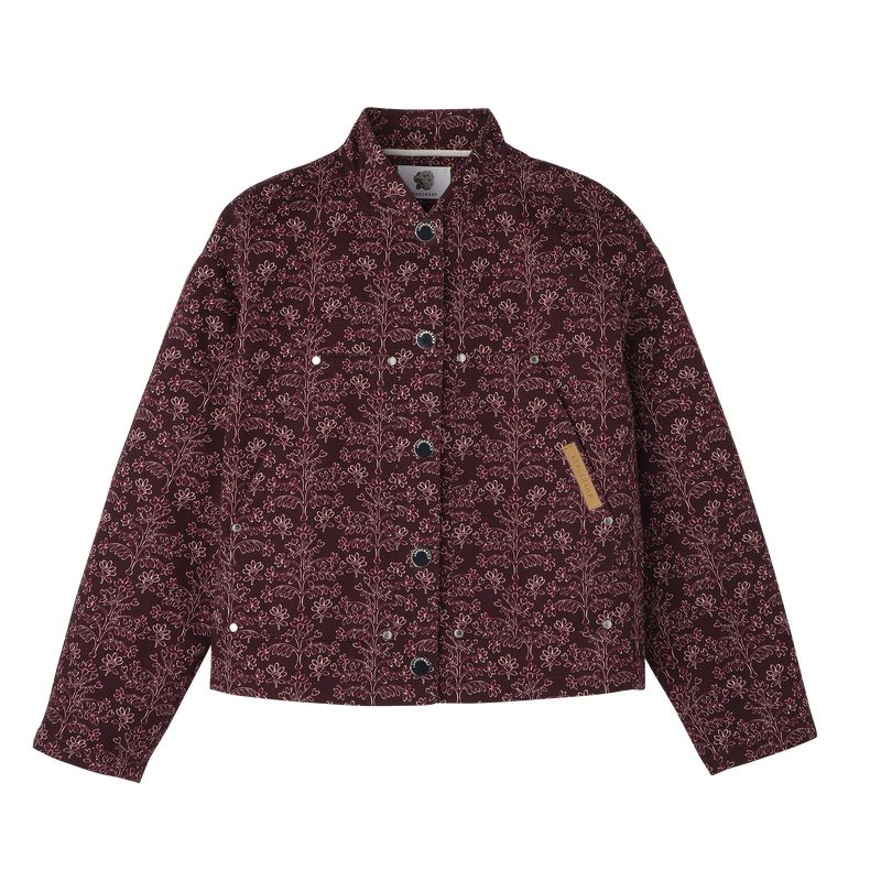 Women Longchamp Printed Gabardine Jacket Burgundy | Thailand-419TFEJXB