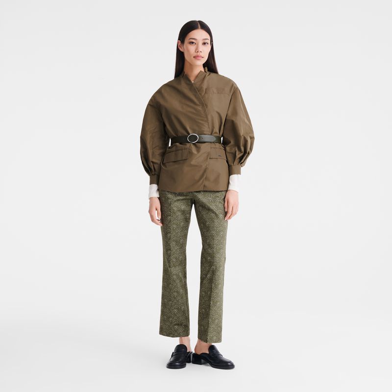 Women Longchamp Printed Gabardine Pants Green | Thailand-197CNOYSQ
