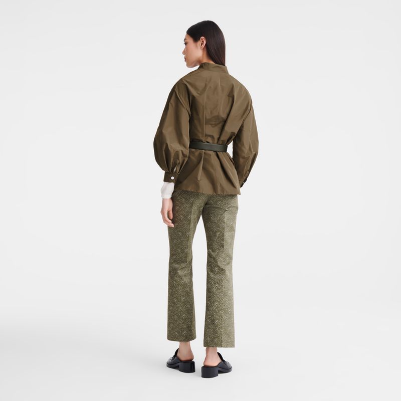 Women Longchamp Printed Gabardine Pants Green | Thailand-197CNOYSQ