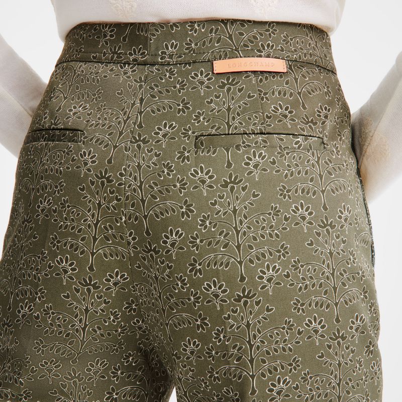 Women Longchamp Printed Gabardine Pants Green | Thailand-197CNOYSQ