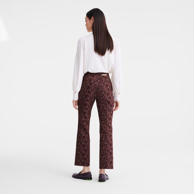 Women Longchamp Printed Gabardine Pants Burgundy | Thailand-857QZOGTR