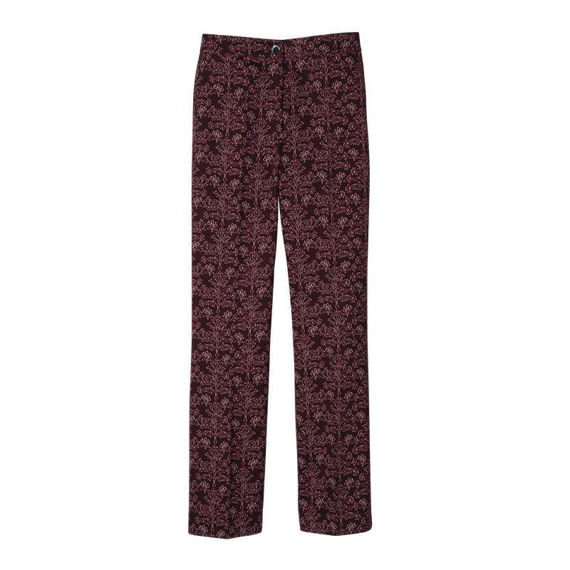 Women Longchamp Printed Gabardine Pants Burgundy | Thailand-857QZOGTR