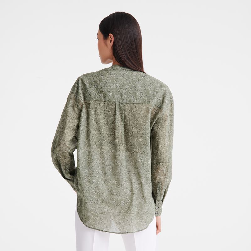 Women Longchamp Printed Veil Shirts Green | Thailand-063QOTWYF