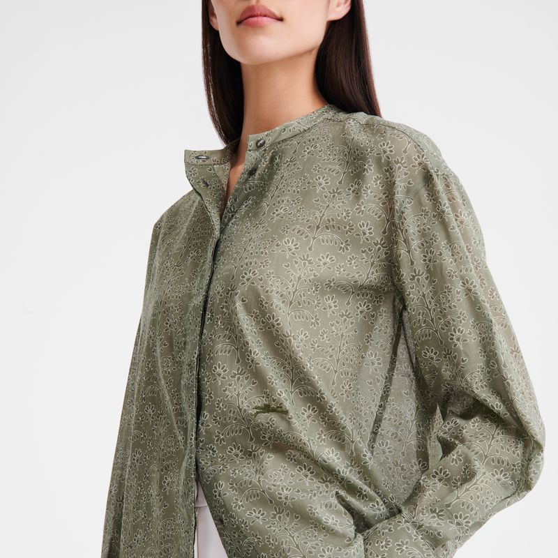 Women Longchamp Printed Veil Shirts Green | Thailand-063QOTWYF