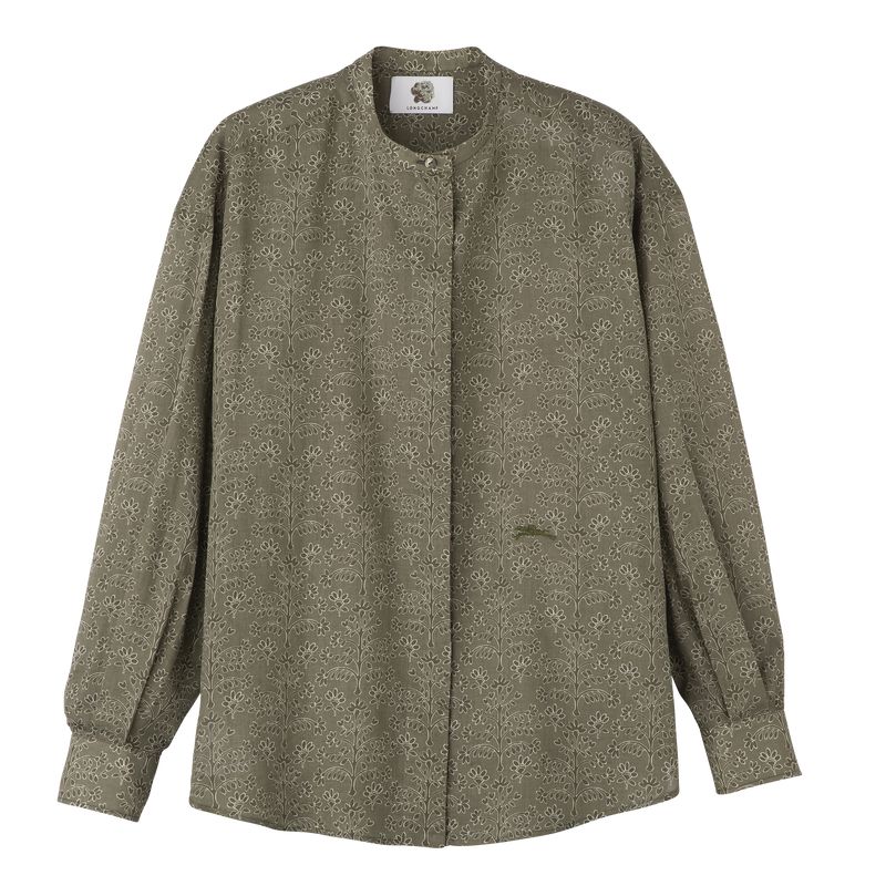 Women Longchamp Printed Veil Shirts Green | Thailand-063QOTWYF