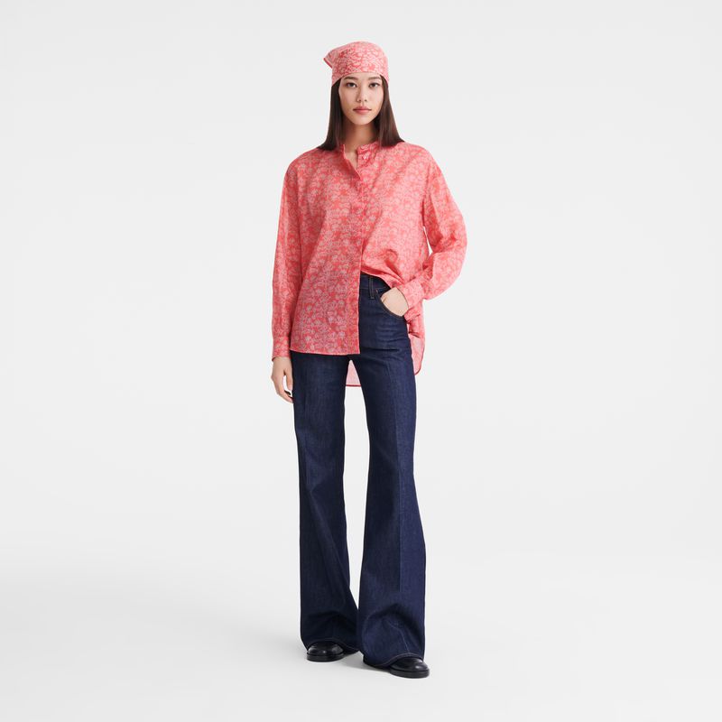 Women Longchamp Printed Veil Shirts Pink | Thailand-589SKLDYU