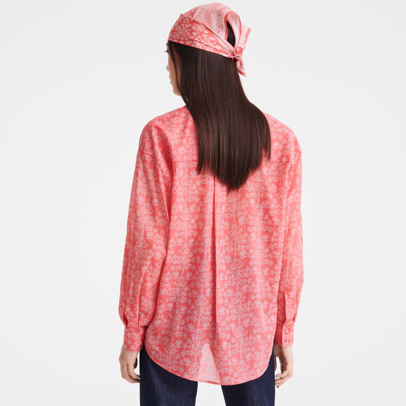 Women Longchamp Printed Veil Shirts Pink | Thailand-589SKLDYU