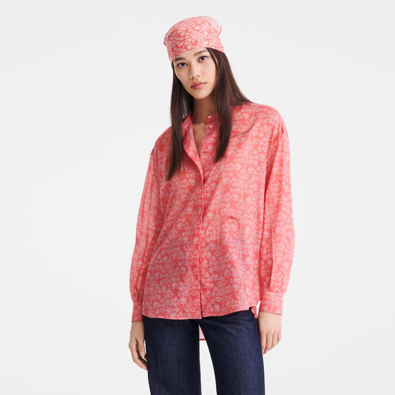 Women Longchamp Printed Veil Shirts Pink | Thailand-589SKLDYU