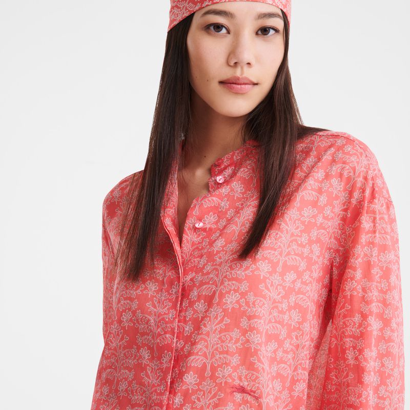 Women Longchamp Printed Veil Shirts Pink | Thailand-589SKLDYU