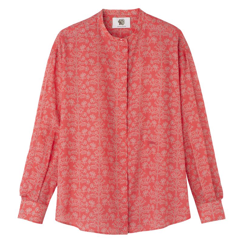 Women Longchamp Printed Veil Shirts Pink | Thailand-589SKLDYU